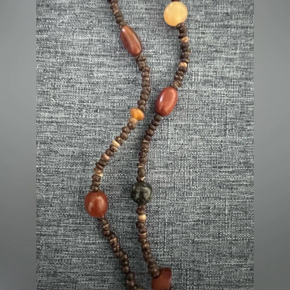 NECKLACE or BRACELET HAND CRAFTED Continuous Beaded Strand Earthy Toned Shells